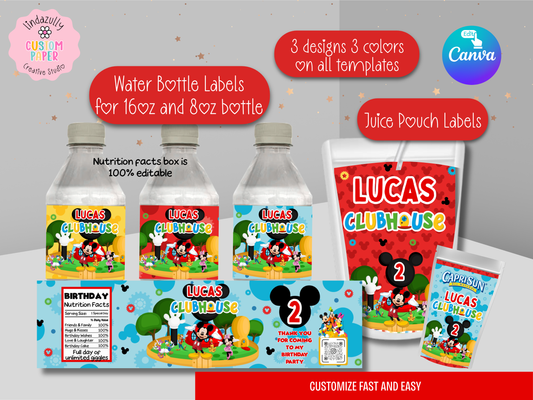 Mickey Mouse Clubhouse Party Bundle (Digital Download) Editable in Canva INTRO PRICE