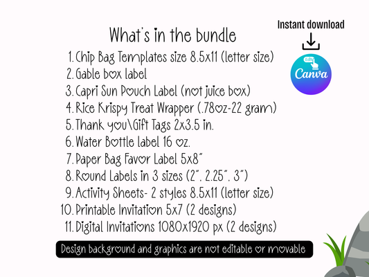 Minnie Safari Party Bundle Canva Template | Editable Jungle Birthday Decorations | Chip Bag, Capri Sun, Water Bottle Labels & More (Copy)