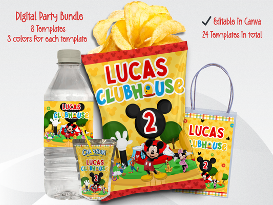 Mickey Mouse Clubhouse Party Bundle (Digital Download) Editable in Canva
