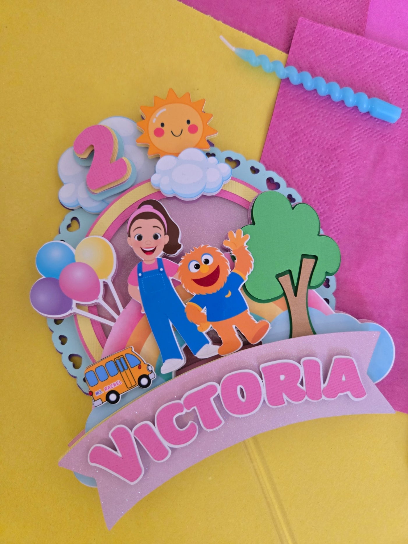 MS Rachel Cake Topper-Educational Show Inspired Birthday Cake Topper: Handmade Learning Party Decoration