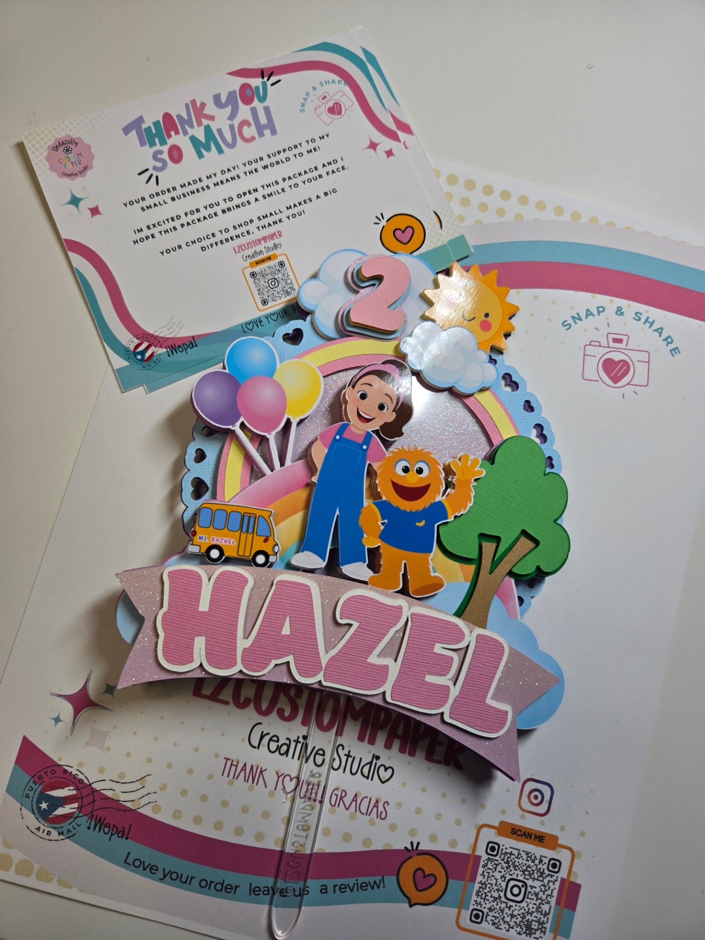 MS Rachel Cake Topper-Educational Show Inspired Birthday Cake Topper: Handmade Learning Party Decoration