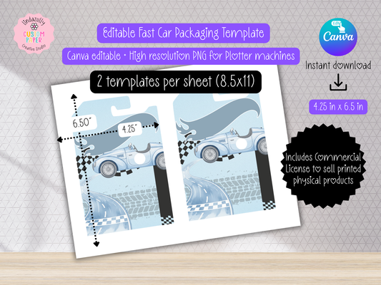 Hot Wheels Style Party Favor | Canva Editable | PNG for Cricut | Commercial License