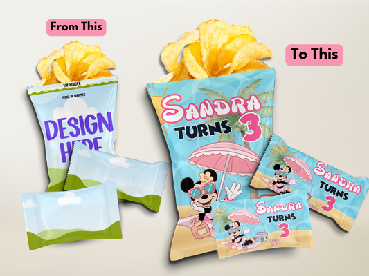 Party Favor Mockup & Template Bundle | Chip Bag, Kit Kat & Rice Krispies Treat Canva Templates