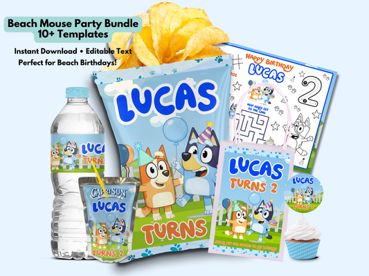 Bluey Inspired Birthday Party Bundle Template | Editable Canva Party Decorations