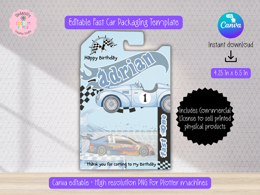 Hot Wheels Style Party Favor | Canva Editable | PNG for Cricut | Commercial License