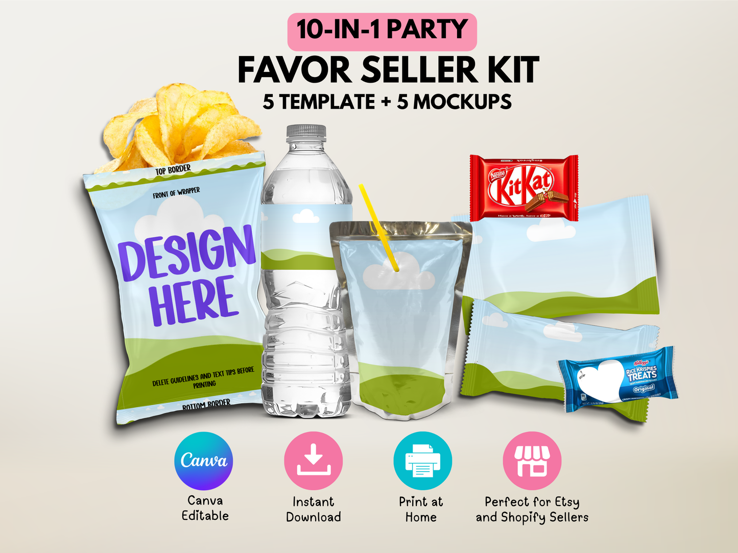 Party Favor Mockup & Template Bundle | Party Favor Seller Kit