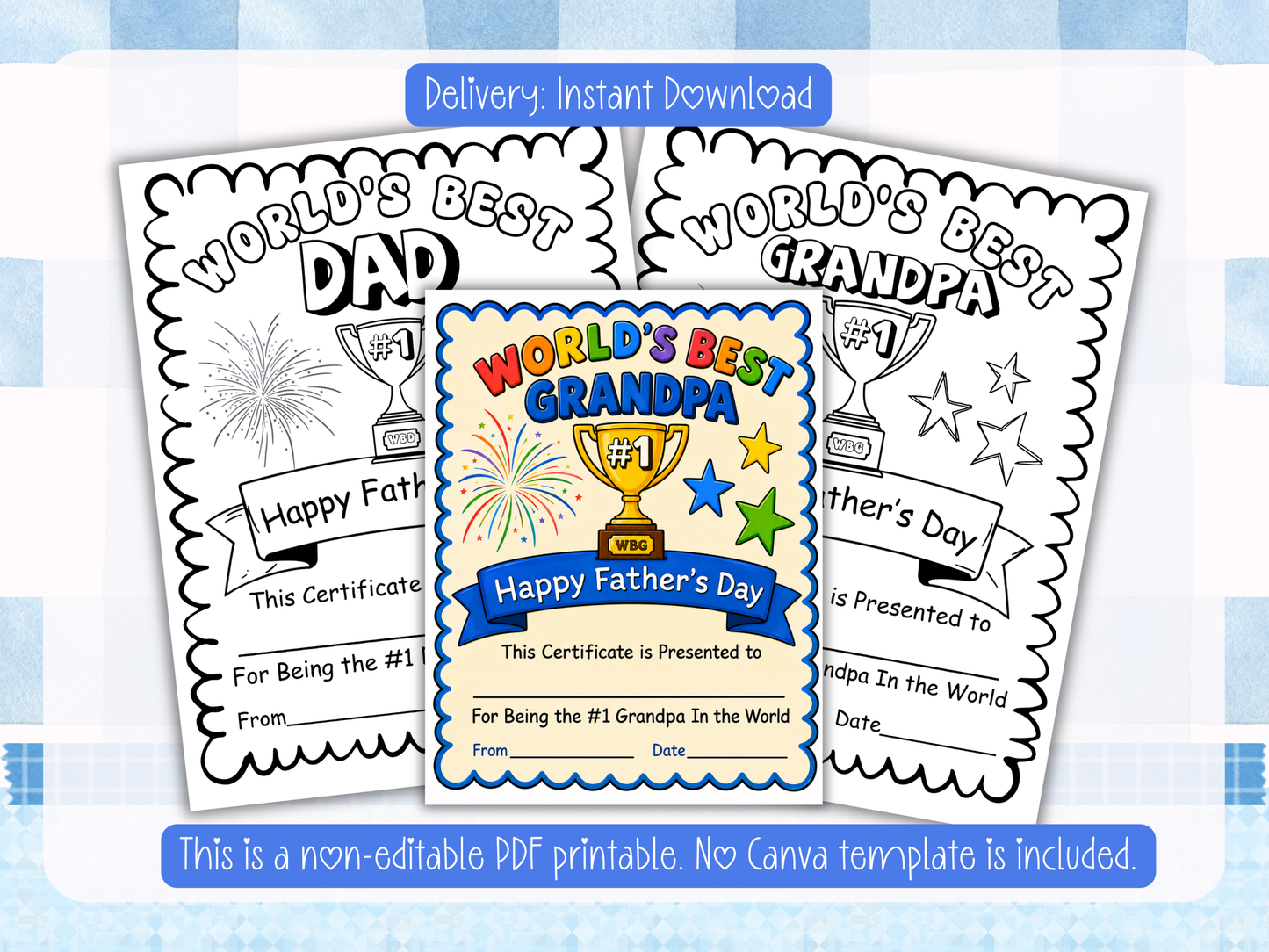 Father's Day Printable PDF Bundle | All About My Dad & Grandpa Keepsake Pages
