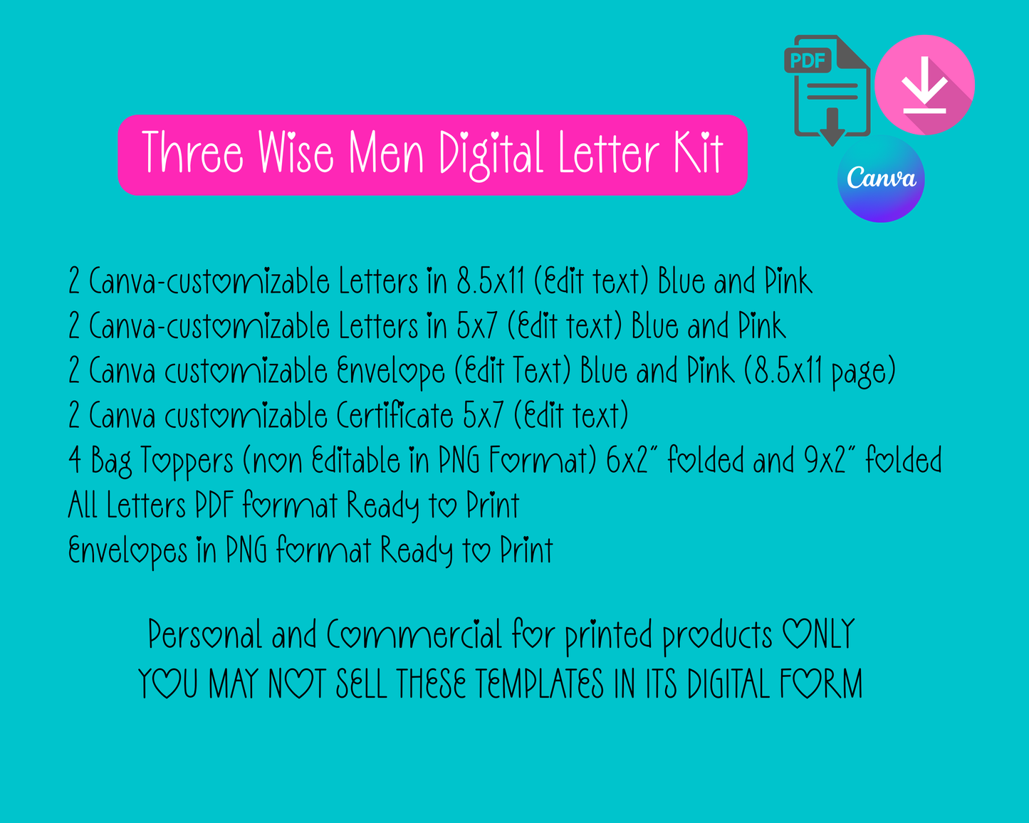 Wise Men Letter Kit - Digital Download (Personal and Commercial use)
