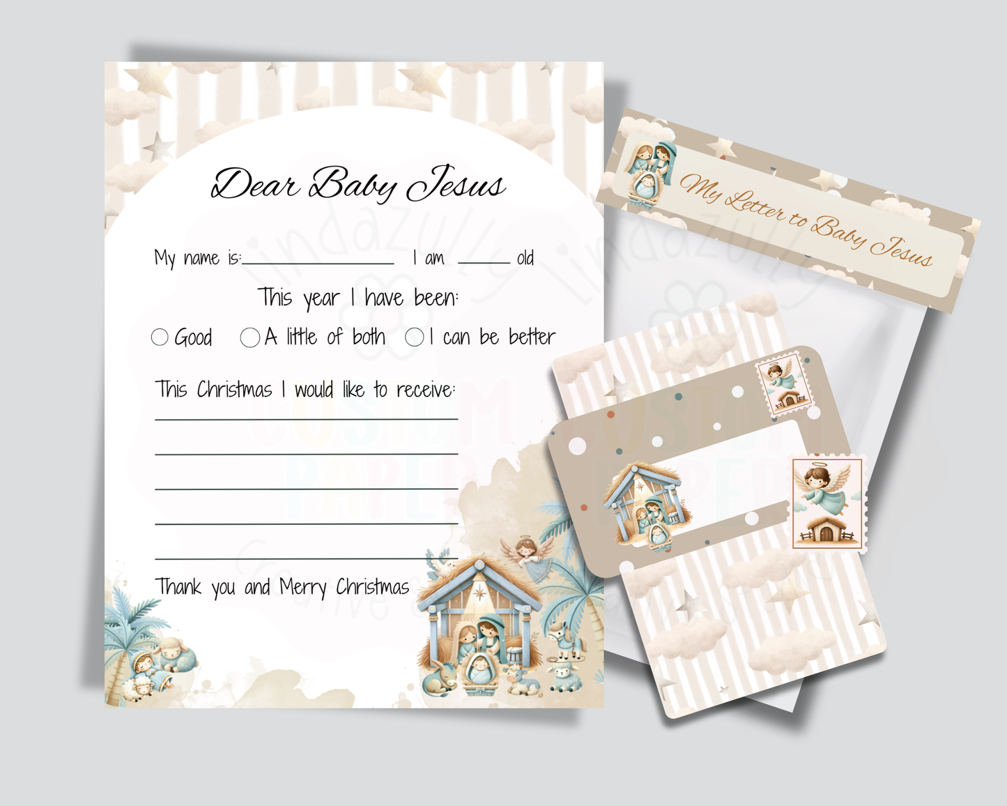 Imprimible Carta al Niño Jesus- Dear Baby Jesus Digital Kit Personal and Commercial