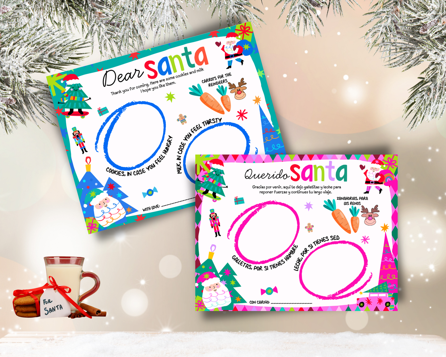 Santa Letter Kit - Digital Download (Personal and Commercial use) English and Spanish
