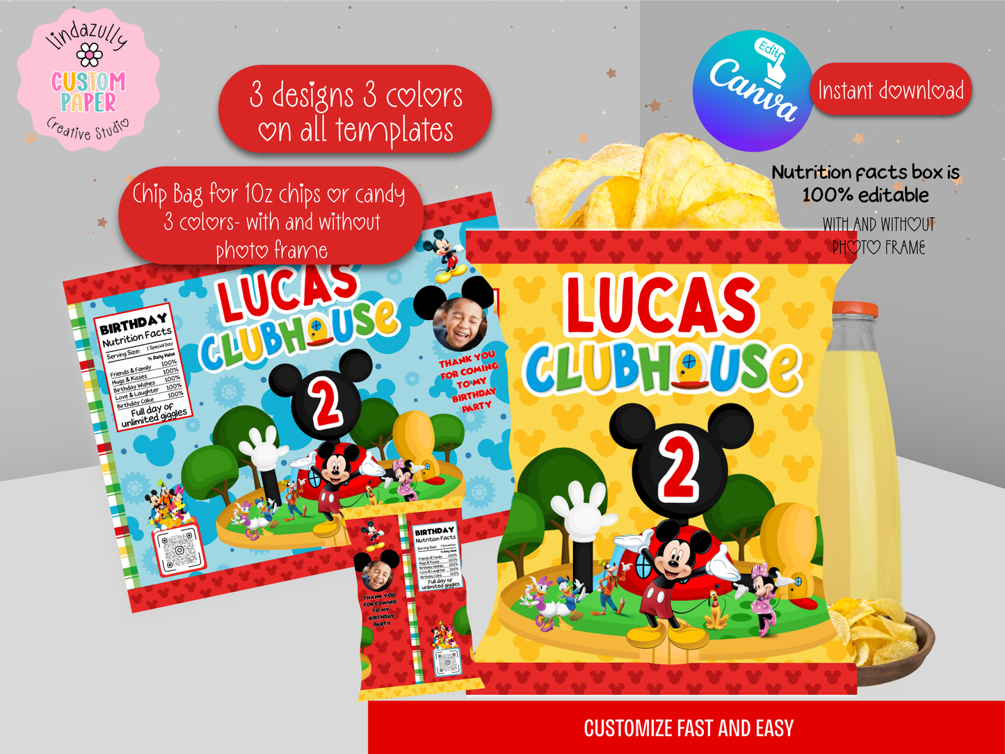 Mickey Mouse Clubhouse Party Bundle (Digital Download) Editable in Canva INTRO PRICE