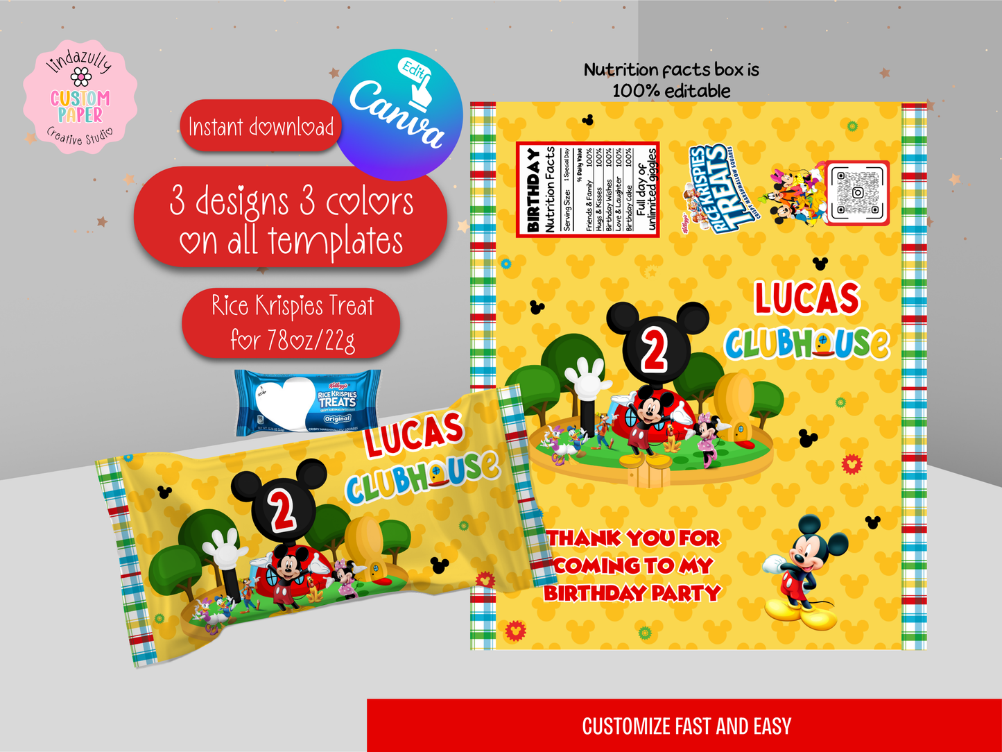 Mickey Mouse Clubhouse Party Bundle (Digital Download) Editable in Canva INTRO PRICE