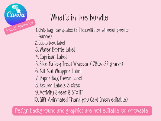 MS Rachel Inspired Printable Party Bundle Kit (Digital file) Personalize in Canva