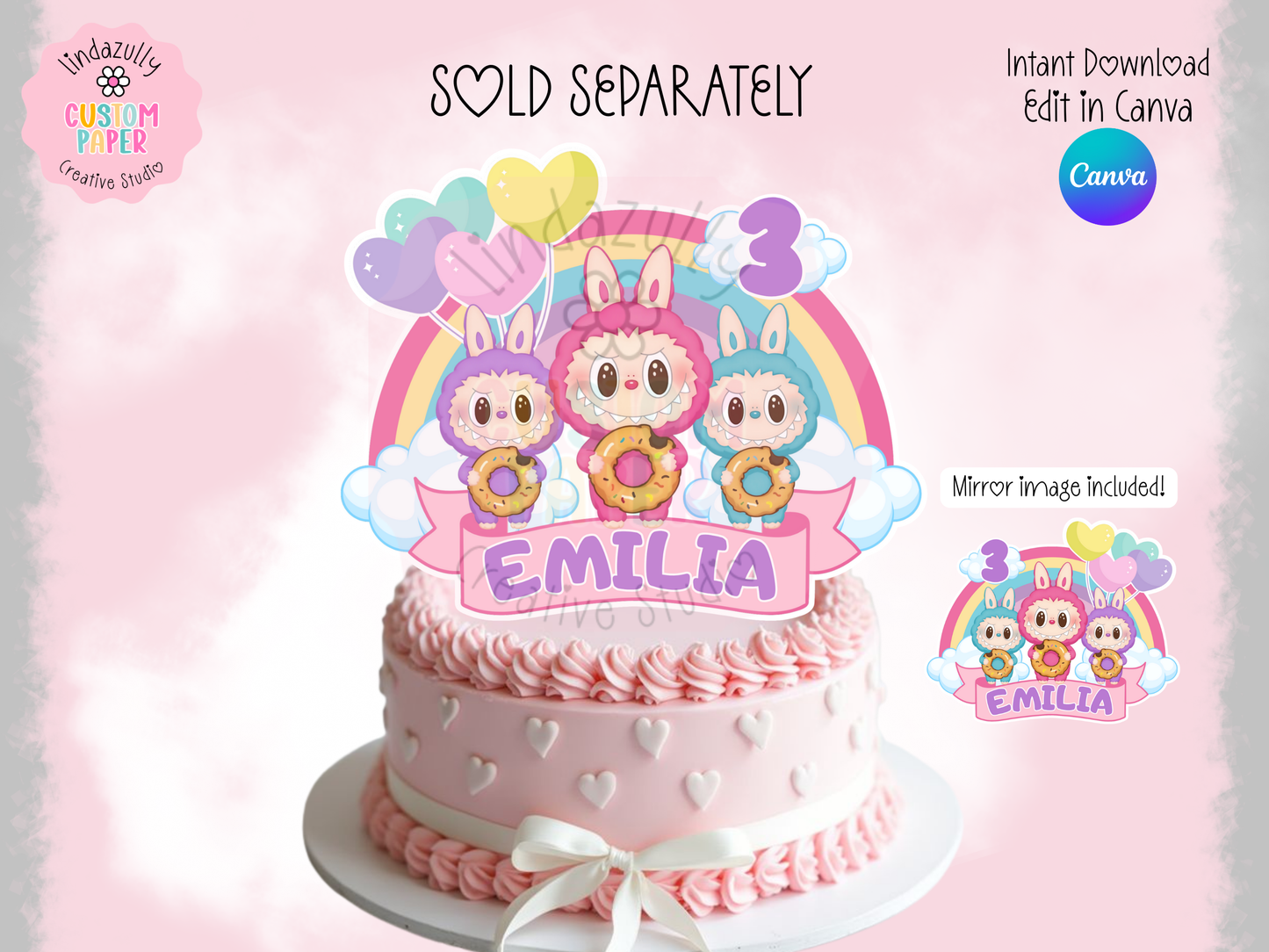 Labubu Birthday Digital Download Party Bundle: Canva Editable Bundle (Digital Download)