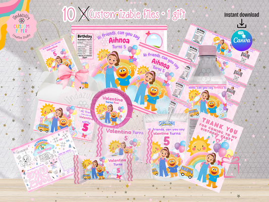 Educational Printable Party Bundle Kit (Digital file) Personalize in Canva