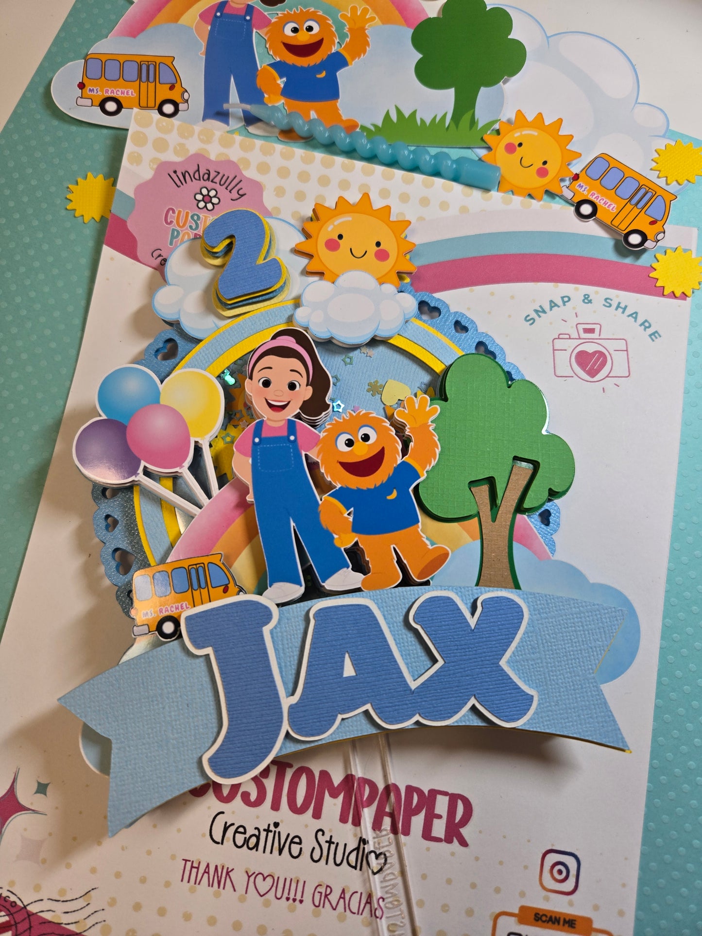 MS Rachel Cake Topper-Educational Show Inspired Birthday Cake Topper: Handmade Learning Party Decoration